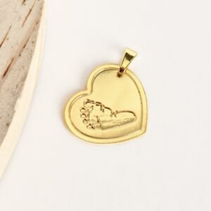 Pingente Coração Deitado, com Pézinho, Bruto